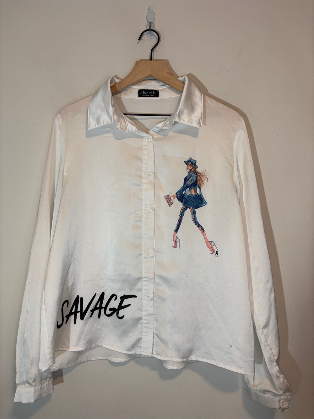 Claudia Zuleta Celebrity Stylist ANZATA Collection SAVAGE Satin Button Down